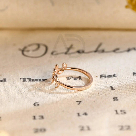 Dainty Marquise Cut Moissanite Leaf Cluster Engagement Ring, 10K Solid Gold, 14K Solid Gold, 18K Solid Gold, Unique Style Moissanite, Wedding Anniversary Gift, Her, Marquise Cut Ring, Leaf Cluster Ring, Dainty Engagement Ring, Solid Gold Ring, Unique Wedding Ring, Moissanite Anniversary Ring, Gift for Her, Marquise Moissanite Ring