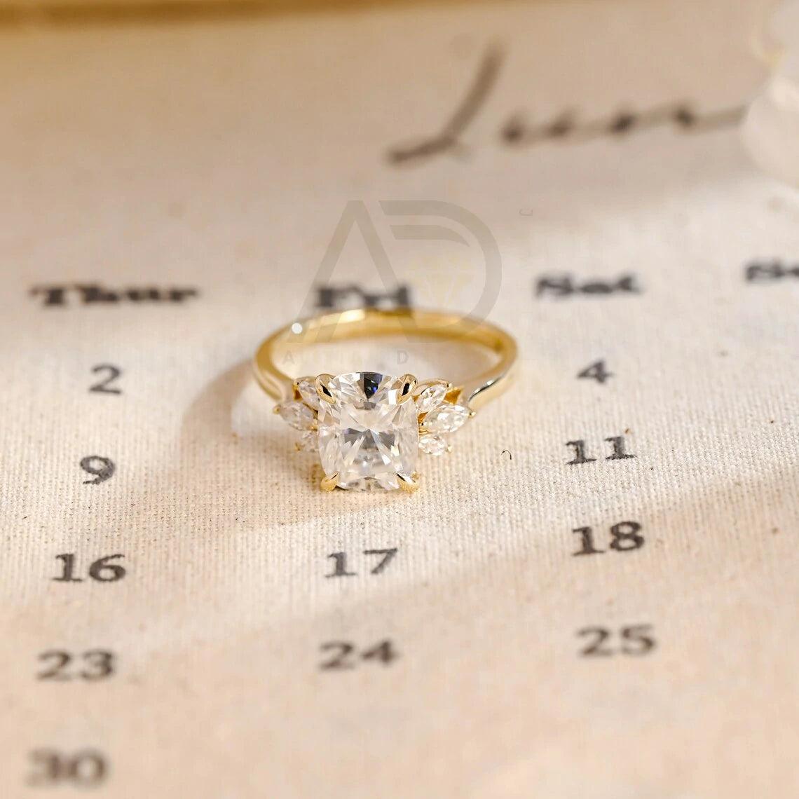 Elongated Cushion Cut Moissanite Engagement Ring, 10K Solid Gold Three Stone Moissanite Promise Ring, 14K Solid Gold Three Stone Moissanite Promise Ring, 18K Solid Gold Three Stone Moissanite Promise Ring, Personalized Anniversary Gift, Moissanite Engagement Ring, Cushion Cut Ring, Three Stone Moissanite Ring, Solid Gold Promise Ring, Custom Moissanite Ring, Unique Engagement Ring, Personalized Gold Ring, Anniversary Moissanite Ring, Handcrafted Promise Ring, Customizable Gold Ring