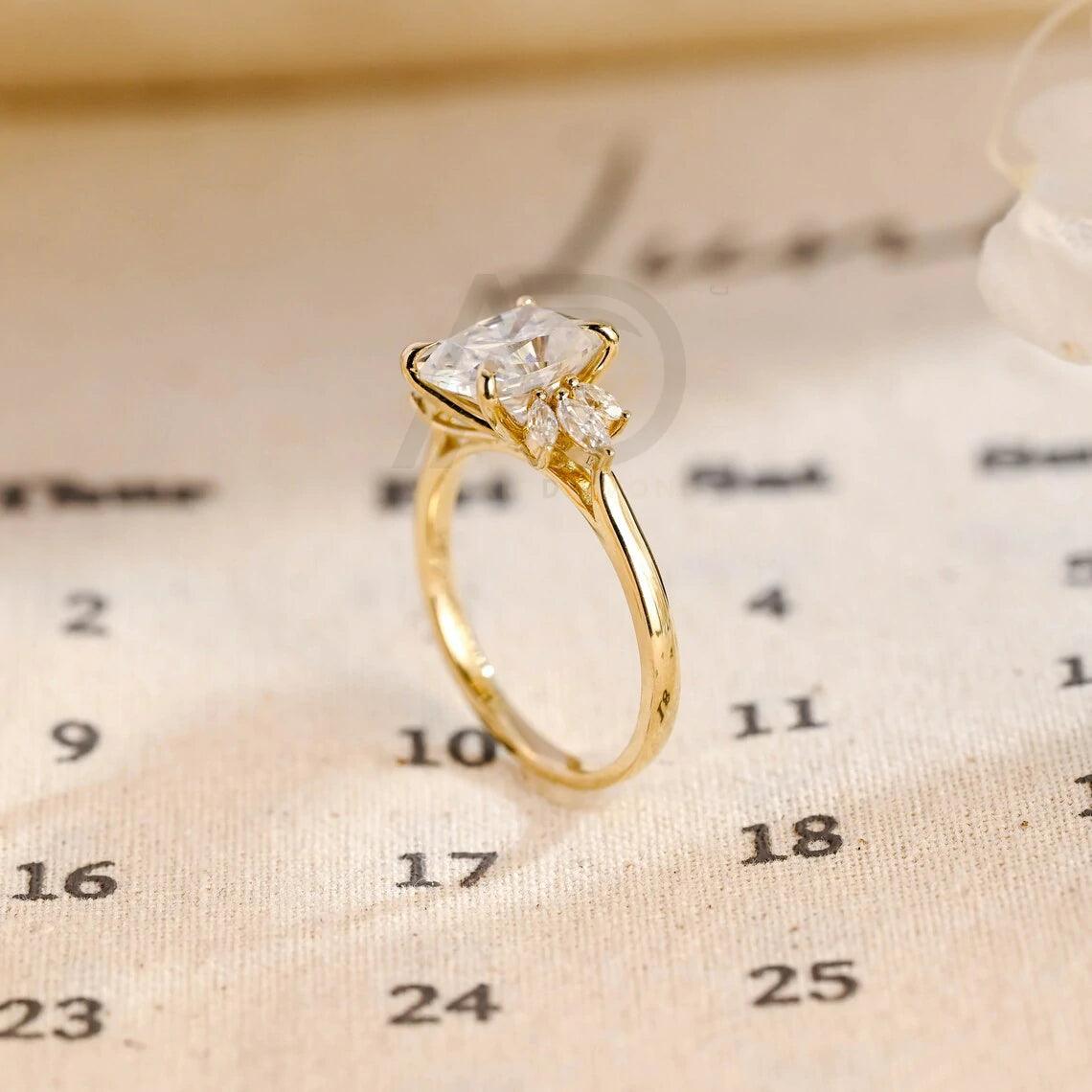 Elongated Cushion Cut Moissanite Engagement Ring, 10K Solid Gold Three Stone Moissanite Promise Ring, 14K Solid Gold Three Stone Moissanite Promise Ring, 18K Solid Gold Three Stone Moissanite Promise Ring, Personalized Anniversary Gift, Moissanite Engagement Ring, Cushion Cut Ring, Three Stone Moissanite Ring, Solid Gold Promise Ring, Custom Moissanite Ring, Unique Engagement Ring, Personalized Gold Ring, Anniversary Moissanite Ring, Handcrafted Promise Ring, Customizable Gold Ring
