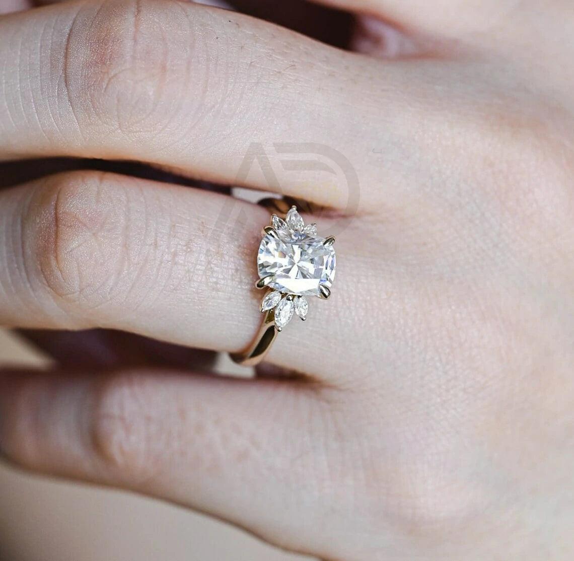 Elongated Cushion Cut Moissanite Engagement Ring, 10K Solid Gold Three Stone Moissanite Promise Ring, 14K Solid Gold Three Stone Moissanite Promise Ring, 18K Solid Gold Three Stone Moissanite Promise Ring, Personalized Anniversary Gift, Moissanite Engagement Ring, Cushion Cut Ring, Three Stone Moissanite Ring, Solid Gold Promise Ring, Custom Moissanite Ring, Unique Engagement Ring, Personalized Gold Ring, Anniversary Moissanite Ring, Handcrafted Promise Ring, Customizable Gold Ring