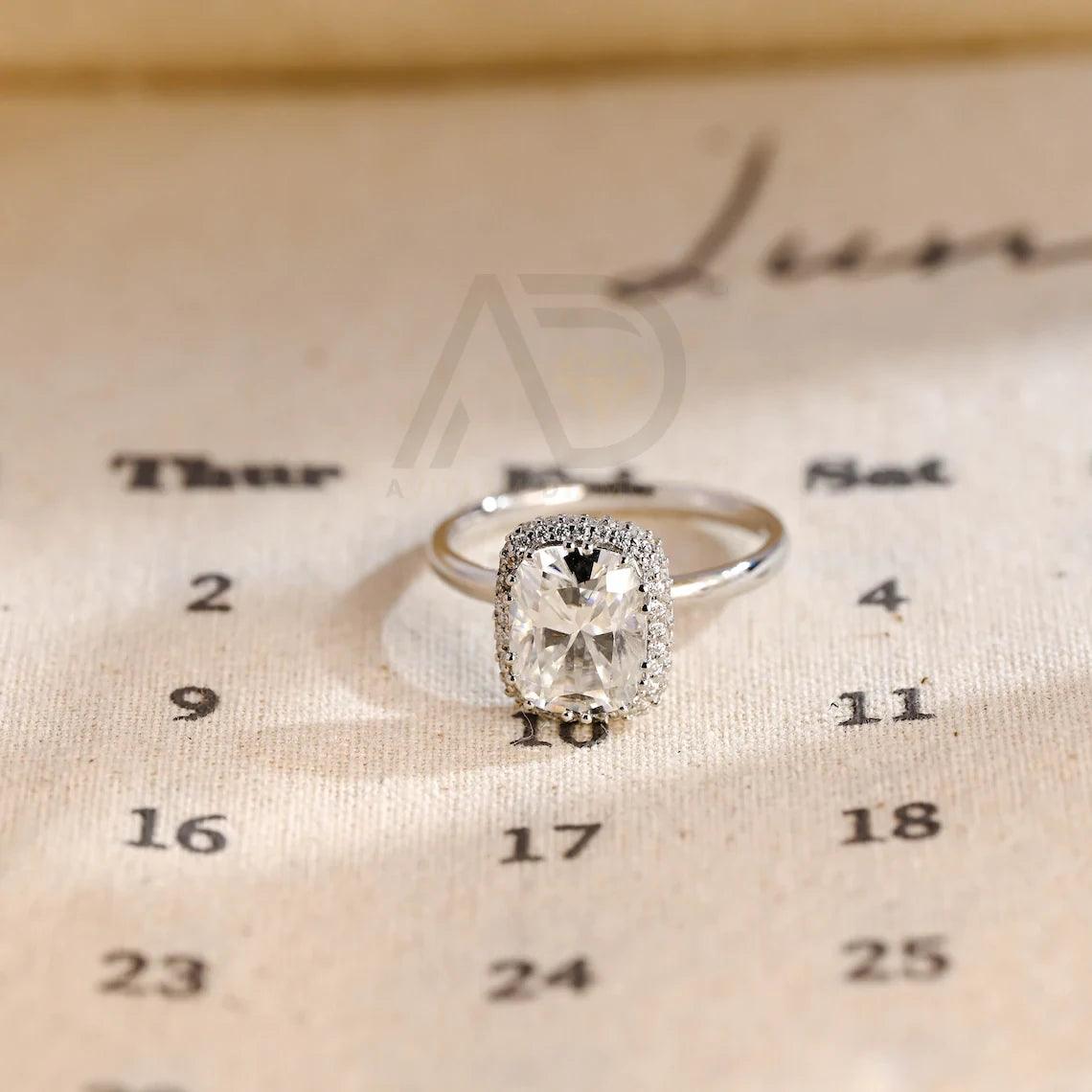 Halo vintage cushion engagement ring, Moissanite engagement ring, Gold cushion wedding ring, Promise ring for her, Anniversary gifts for women, Vintage cushion ring, Halo setting ring, Vintage-inspired jewelry, Cushion cut moissanite, Gold wedding band, Promise ring for wife, Anniversary jewelry, Unique wedding gift, Vintage halo ring, Cushion moissanite ring
