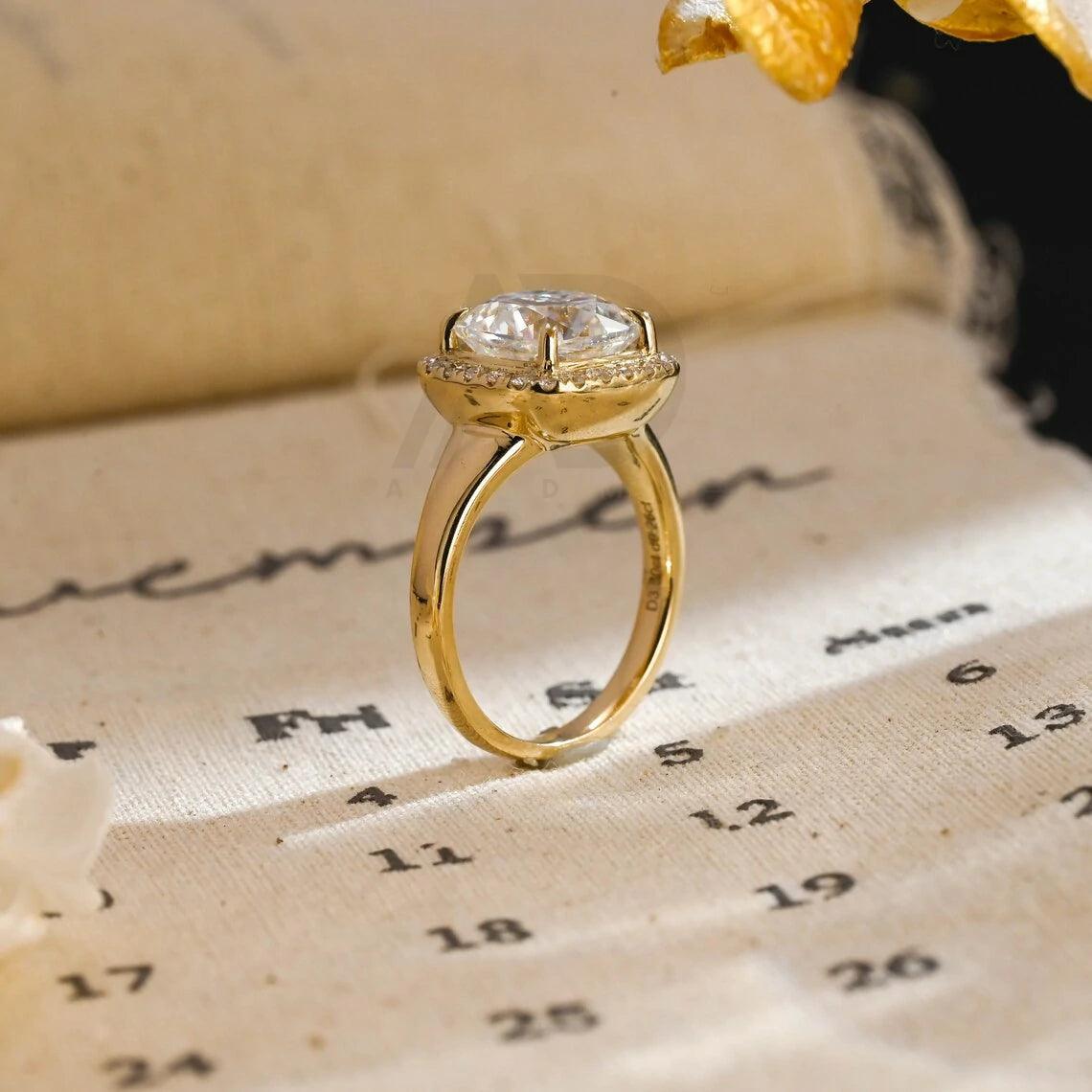 Vintage Cushion Cut Classic Moissanite Engagement Ring. This ring features a stunning 3.5CT cushion cut moissanite diamond. Perfect for weddings or anniversaries. Shop now!