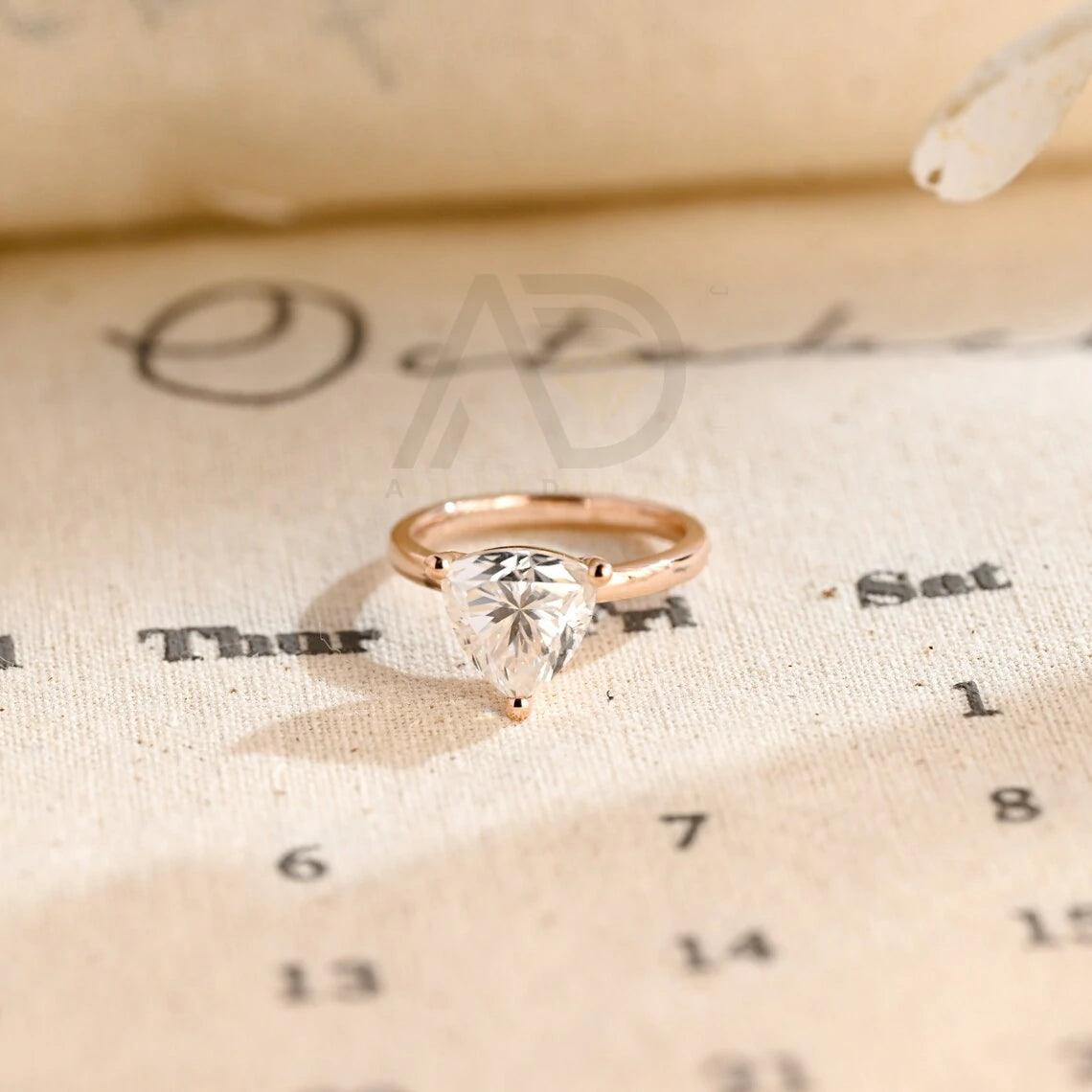 Solitaire trilliant moissanite engagement ring, Dainty classic triangle trillion cut promise ring wedding ring, Anniversary gifts for women, Trilliant moissanite ring, Triangle moissanite promise ring, Anniversary jewelry, Bridal ring.