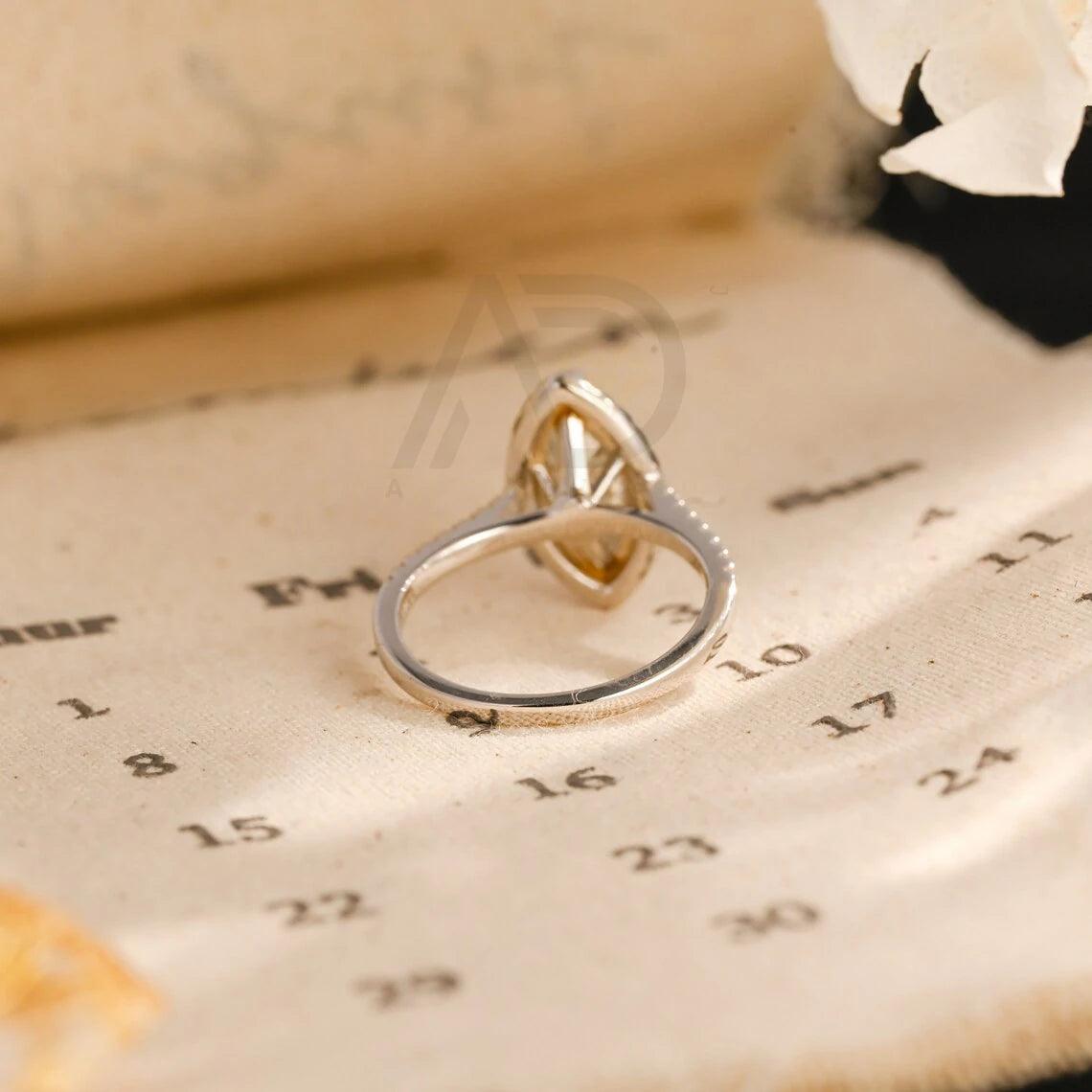 Vintage Style Marquise Cut Moissanite Ring Cathedral Engagement Ring, 10K/14K/18K Solid Gold Promise Wedding Ring, Anniversary Gift for Women