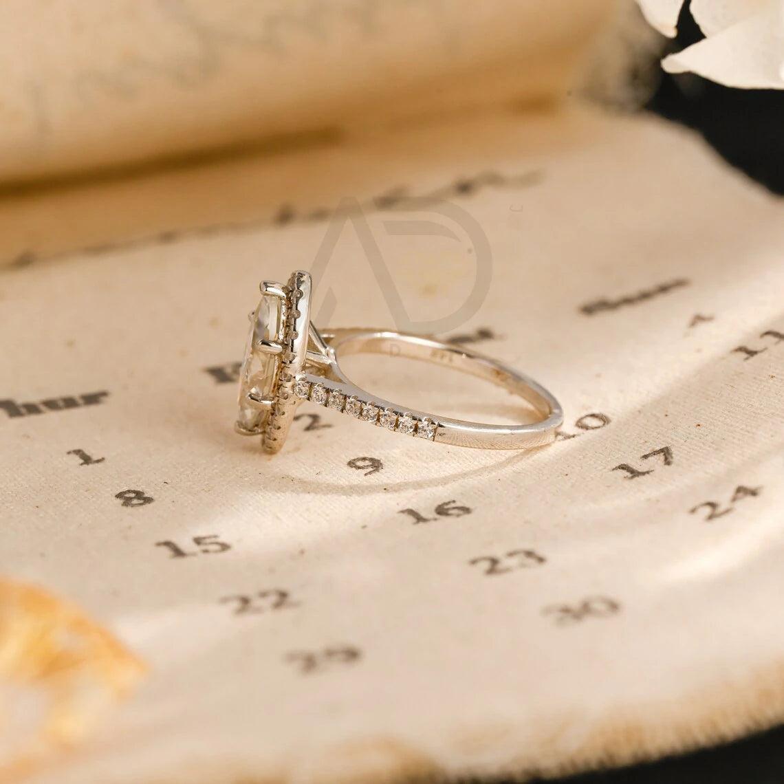 Vintage Style Marquise Cut Moissanite Ring Cathedral Engagement Ring, 10K/14K/18K Solid Gold Promise Wedding Ring, Anniversary Gift for Women