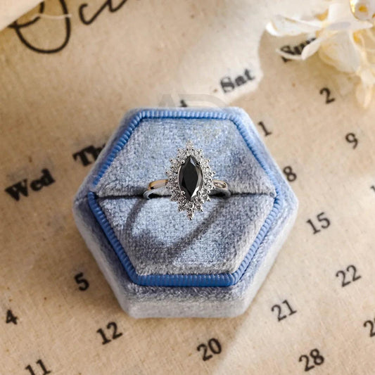 Gothic marquise cut ring, Black moissanite engagement ring, Solid gold floral cluster wedding ring, Unique gift for her, Marquise cut jewelry, Black gemstone ring, Gothic wedding band, Floral cluster ring, Unique bridal jewelry, Solid gold engagement ring, Marquise cut moissanite, Black gemstone jewelry, Gothic bridal ring, Unique wedding gift, Floral cluster engagement ring