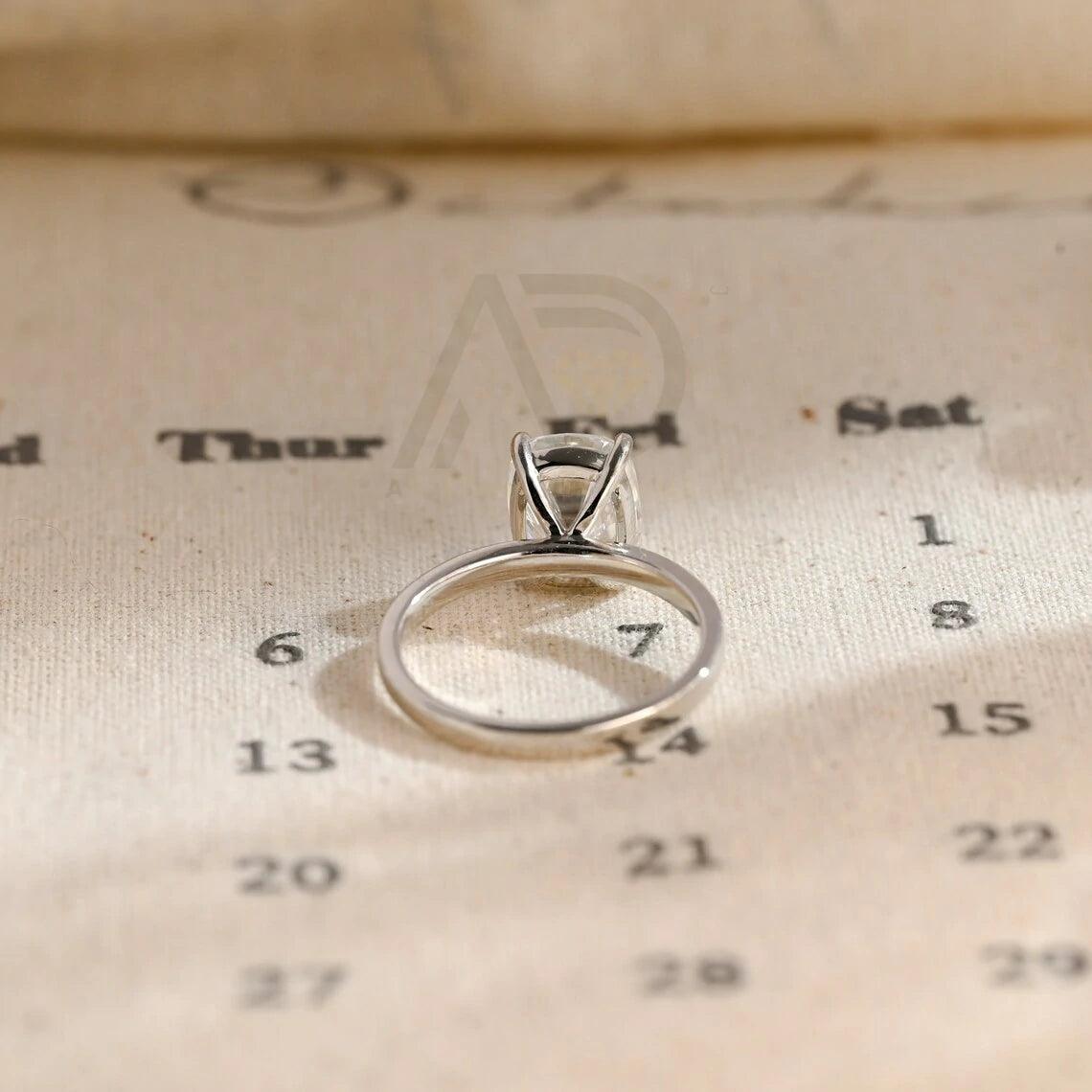 Solitaire elongated cushion cut moissanite engagement ring, Promise ring, Real gold anniversary classic cushion shape wedding ring, 10K gold ring, 14K gold ring, 18K gold ring, Cushion cut moissanite ring, Anniversary ring, Wedding band.