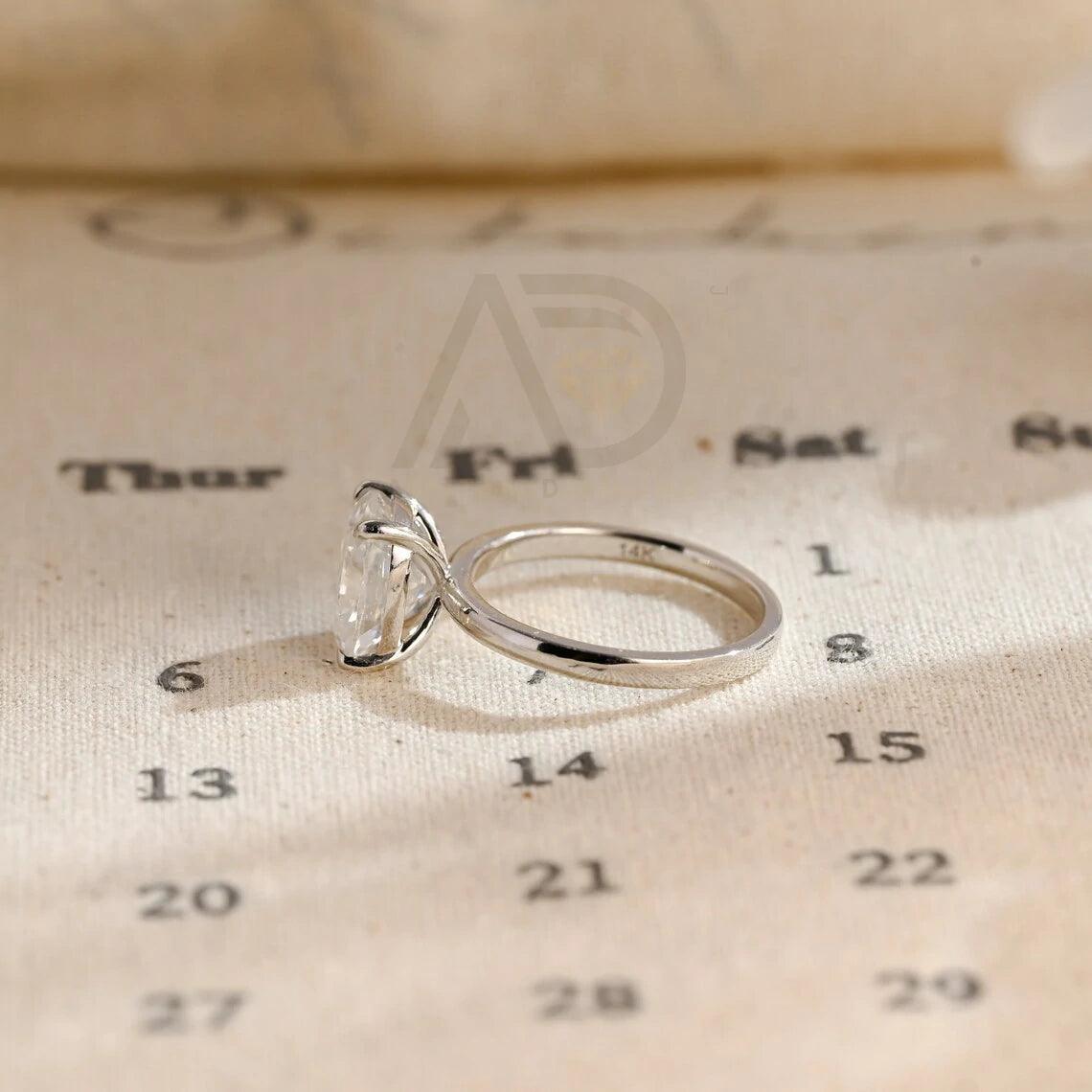 Solitaire elongated cushion cut moissanite engagement ring, Promise ring, Real gold anniversary classic cushion shape wedding ring, 10K gold ring, 14K gold ring, 18K gold ring, Cushion cut moissanite ring, Anniversary ring, Wedding band.