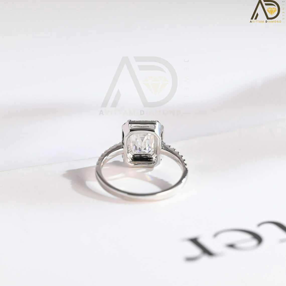 Elegant Moissanite Ring Design | Moissanite & Halo Promise Ring | Solid Gold Anniversary Gift