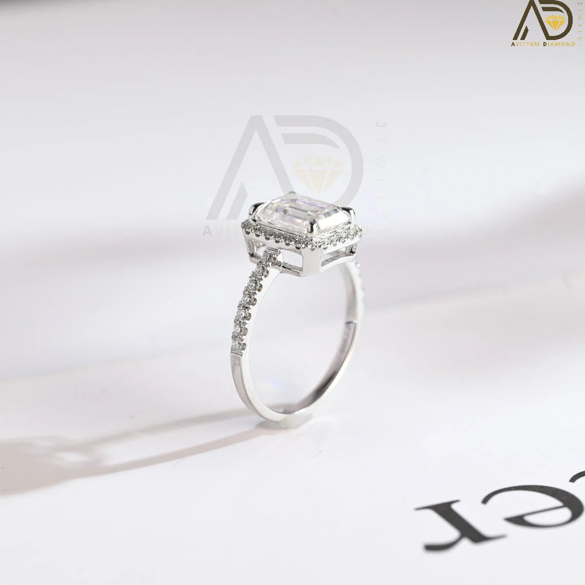 Chic Emerald Cut Moissanite Ring | Timeless Moissanite Promise Ring | Elegant Moissanite Anniversary Gift