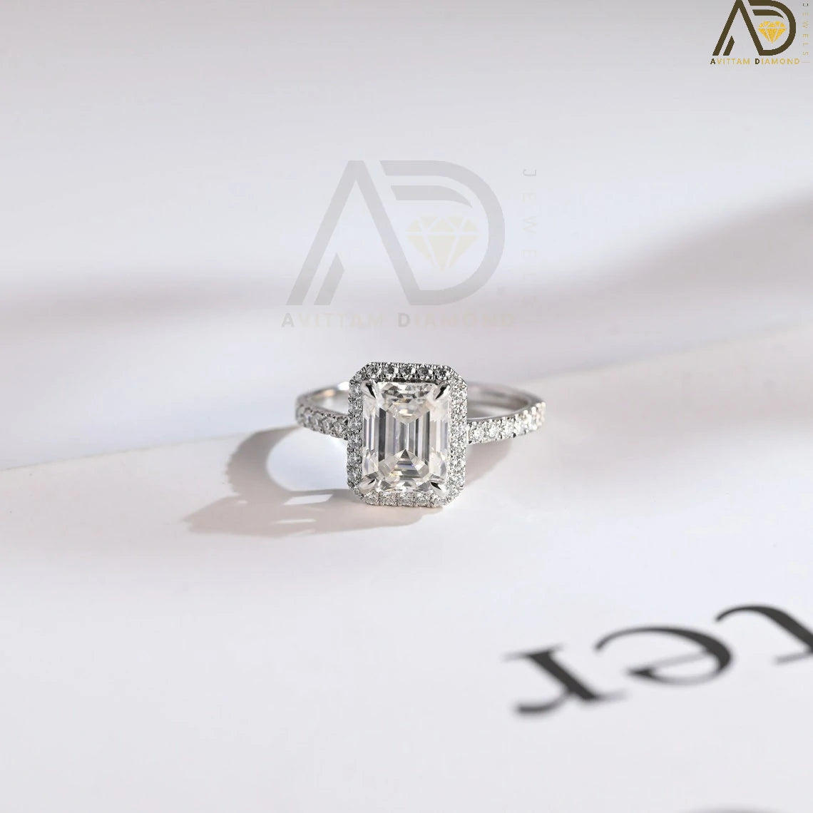 Modern Emerald Cut Ring Design | Solid Gold Moissanite Jewelry | Moissanite Bridal Engagement Band