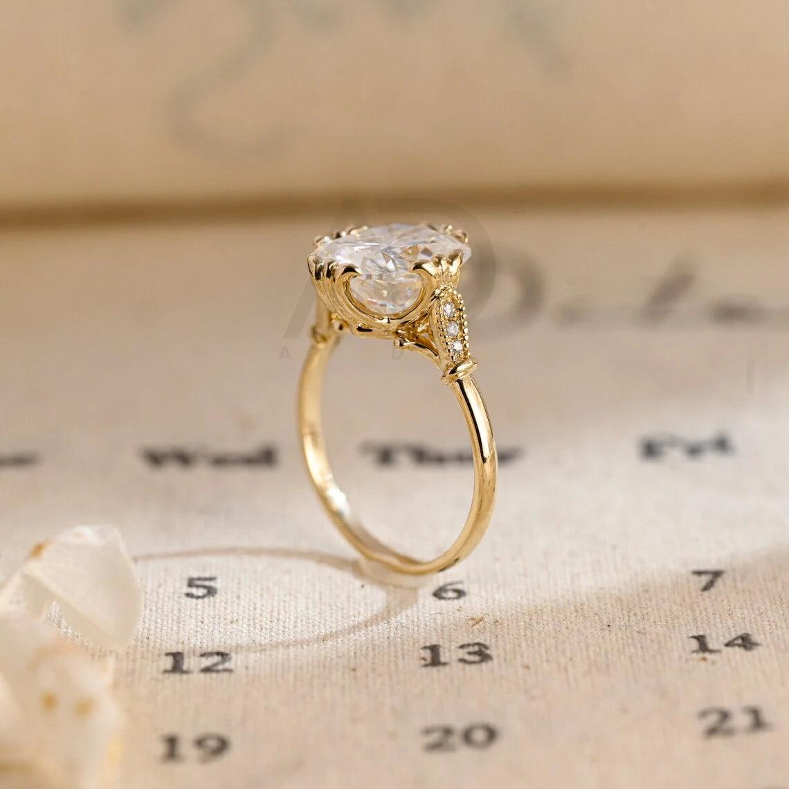 Cushion Moissanite Engagement Ring, Solid Gold Vintage Ring, Cushion Cut Wedding Ring, Special Anniversary Rings for Wife, Gold Travel Rings, Engagement Ring, Vintage Ring, Wedding Ring, Anniversary Rings, Wife's Jewelry, Travel-inspired Rings, Moissanite Ring, Solid Gold Ring, Vintage Style Ring, Anniversary Gift.