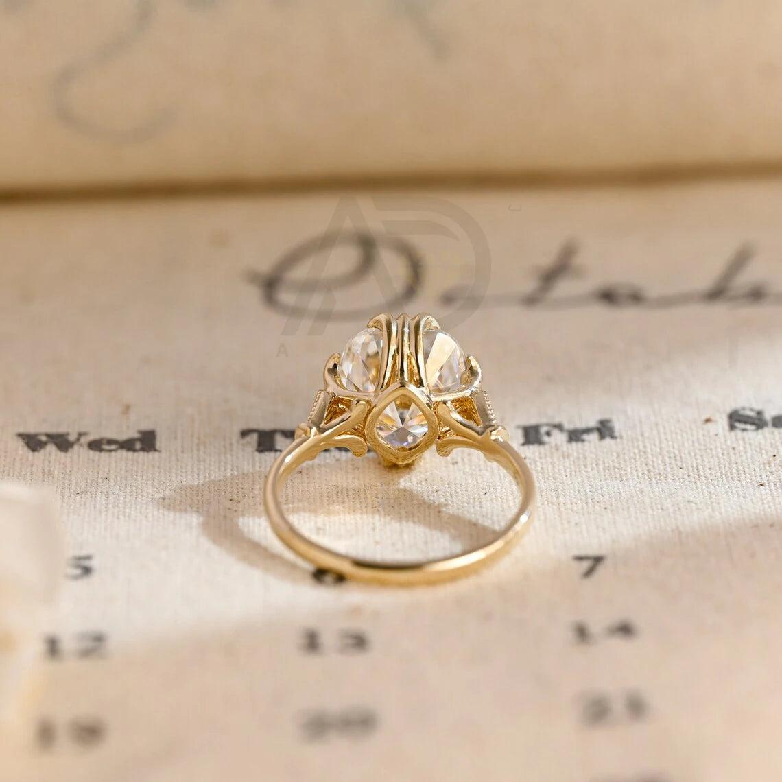 Cushion Moissanite Engagement Ring, Solid Gold Vintage Ring, Cushion Cut Wedding Ring, Special Anniversary Rings for Wife, Gold Travel Rings, Engagement Ring, Vintage Ring, Wedding Ring, Anniversary Rings, Wife's Jewelry, Travel-inspired Rings, Moissanite Ring, Solid Gold Ring, Vintage Style Ring, Anniversary Gift.