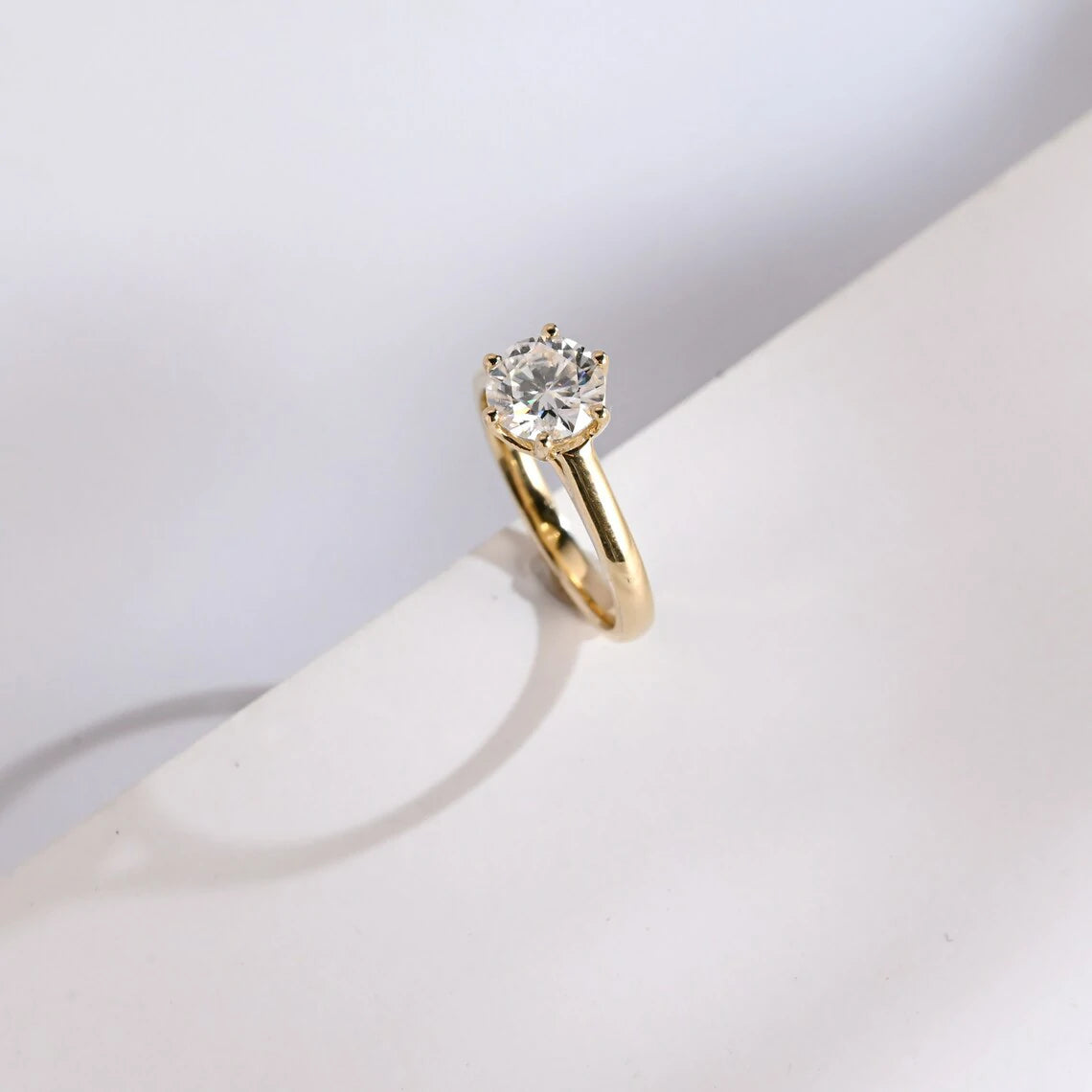 Valentine's Day Jewelry | Simple Gold Moissanite | Gift for Her