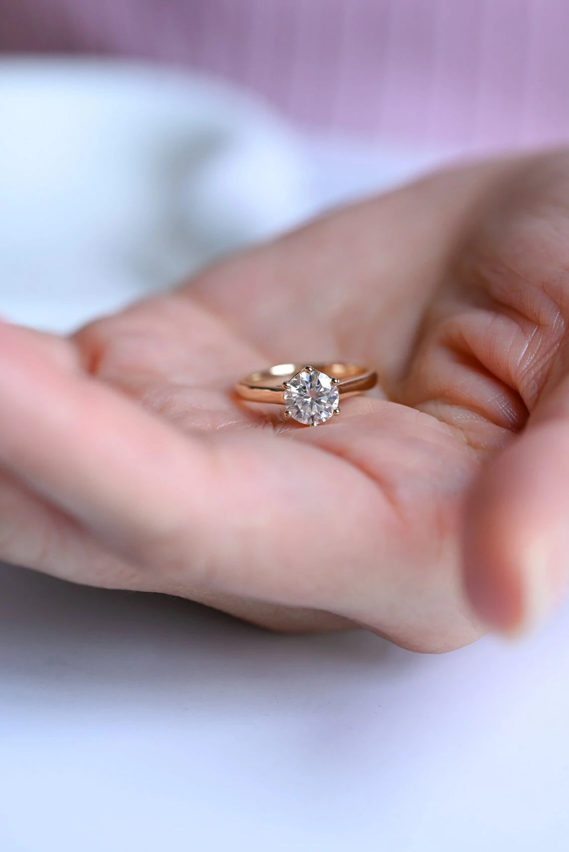 Proposal Ring for Love | Minimalist Moissanite Band | Gold Gift