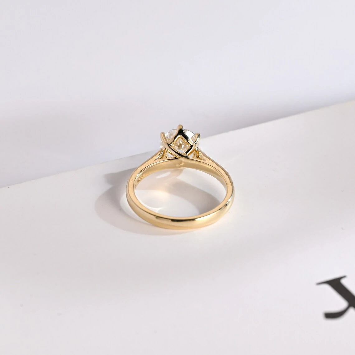 Anniversary Gift Ring | Handmade Moissanite Style | Solid Gold