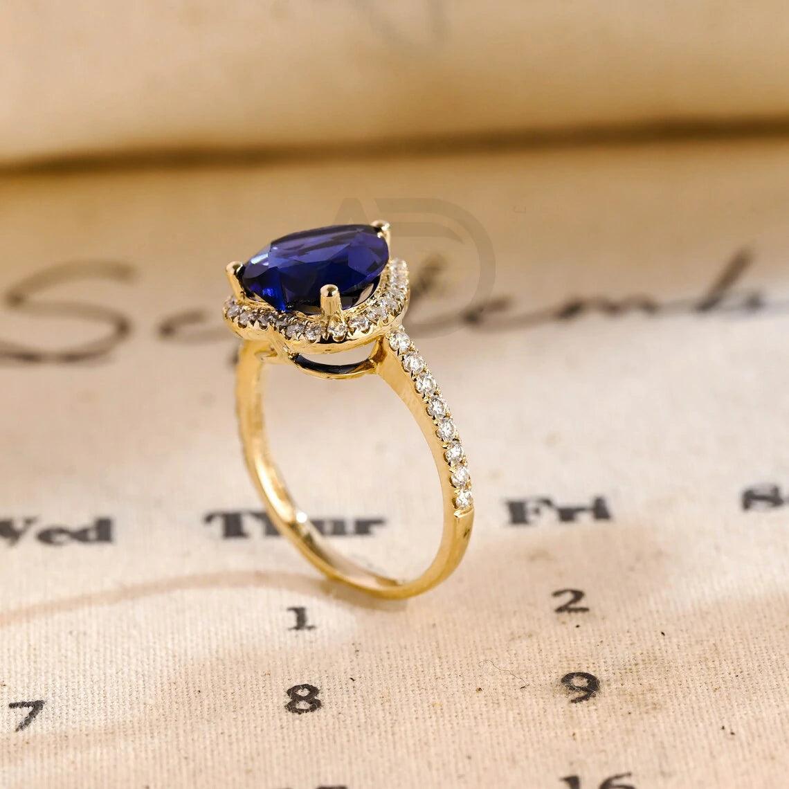 Heart cut moissanite engagement ring, Sapphire paved ring, Halo engagement ring, Solid gold promise ring, Heart shaped sapphire ring, Vintage style promise ring, Heart cut jewelry, Moissanite and sapphire ring, Solid gold vintage ring, Promise ring for her, Vintage-inspired jewelry, Halo setting ring, Heart shaped moissanite, Sapphire jewelry, Anniversary gift for women