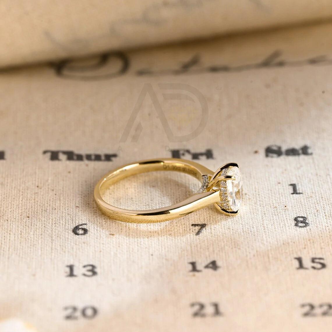 Elongated Crushed Ice Cut Cushion Moissanite Engagement Ring, Solid Gold Hidden-Halo Cushion Cut Moissanite Wedding Ring, Anniversary Gift, Elongated Cushion Moissanite Ring, Crushed Ice Moissanite Ring, Solid Gold Wedding Band, Hidden-Halo Moissanite Ring, Anniversary Ring, Engagement Ring, Cushion Cut Moissanite Ring, Wedding Ring, Cushion Moissanite Ring, Gold Anniversary Band, Hidden-Halo Engagement Ring, Anniversary Jewelry