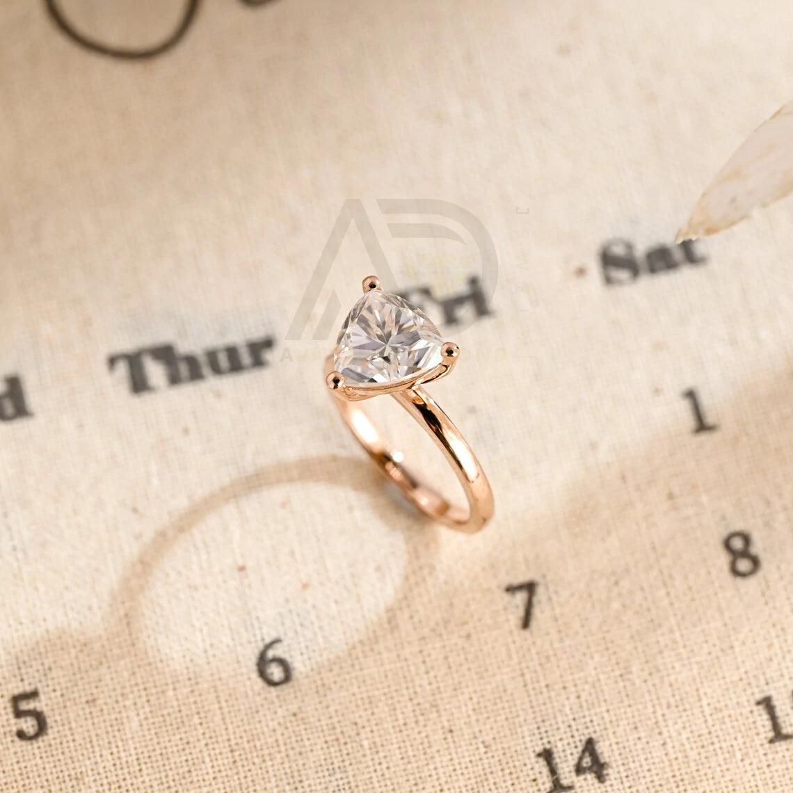 Solitaire trilliant moissanite engagement ring, Dainty classic triangle trillion cut promise ring wedding ring, Anniversary gifts for women, Trilliant moissanite ring, Triangle moissanite promise ring, Anniversary jewelry, Bridal ring.