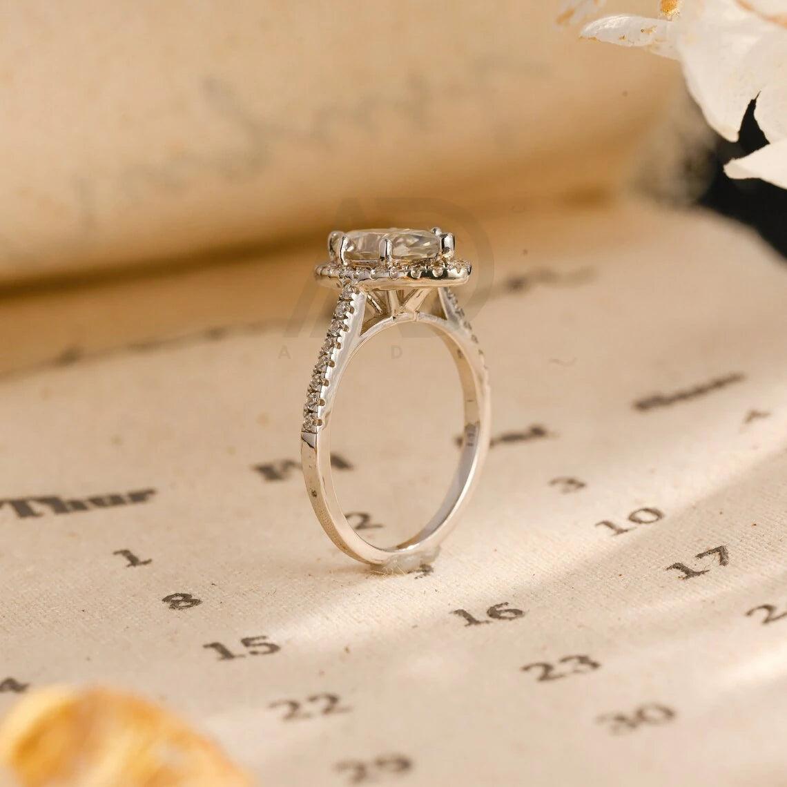 Vintage Style Marquise Cut Moissanite Ring Cathedral Engagement Ring, 10K/14K/18K Solid Gold Promise Wedding Ring, Anniversary Gift for Women