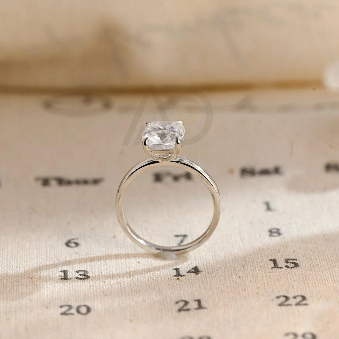 Solitaire elongated cushion cut moissanite engagement ring, Promise ring, Real gold anniversary classic cushion shape wedding ring, 10K gold ring, 14K gold ring, 18K gold ring, Cushion cut moissanite ring, Anniversary ring, Wedding band.