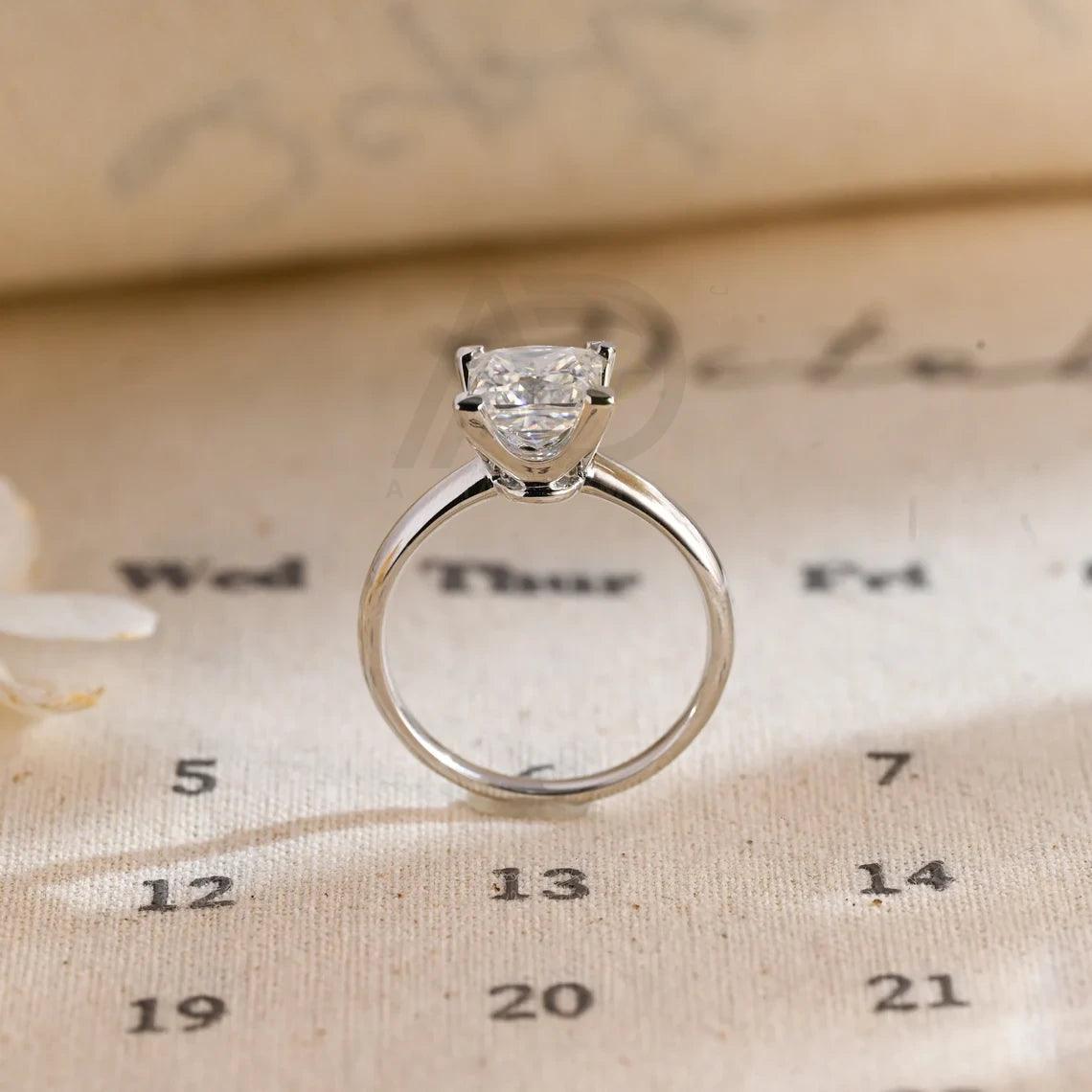 Solitaire princess cut moissanite engagement ring, Dainty classic knife edge promise ring, Handmade ring, Anniversary gift for woman wife, Princess cut moissanite ring, Classic promise ring, Anniversary jewelry, Bridal ring.