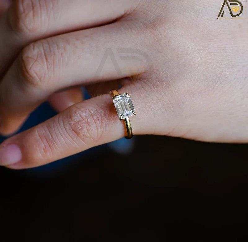 East West Emerald Cut Ring