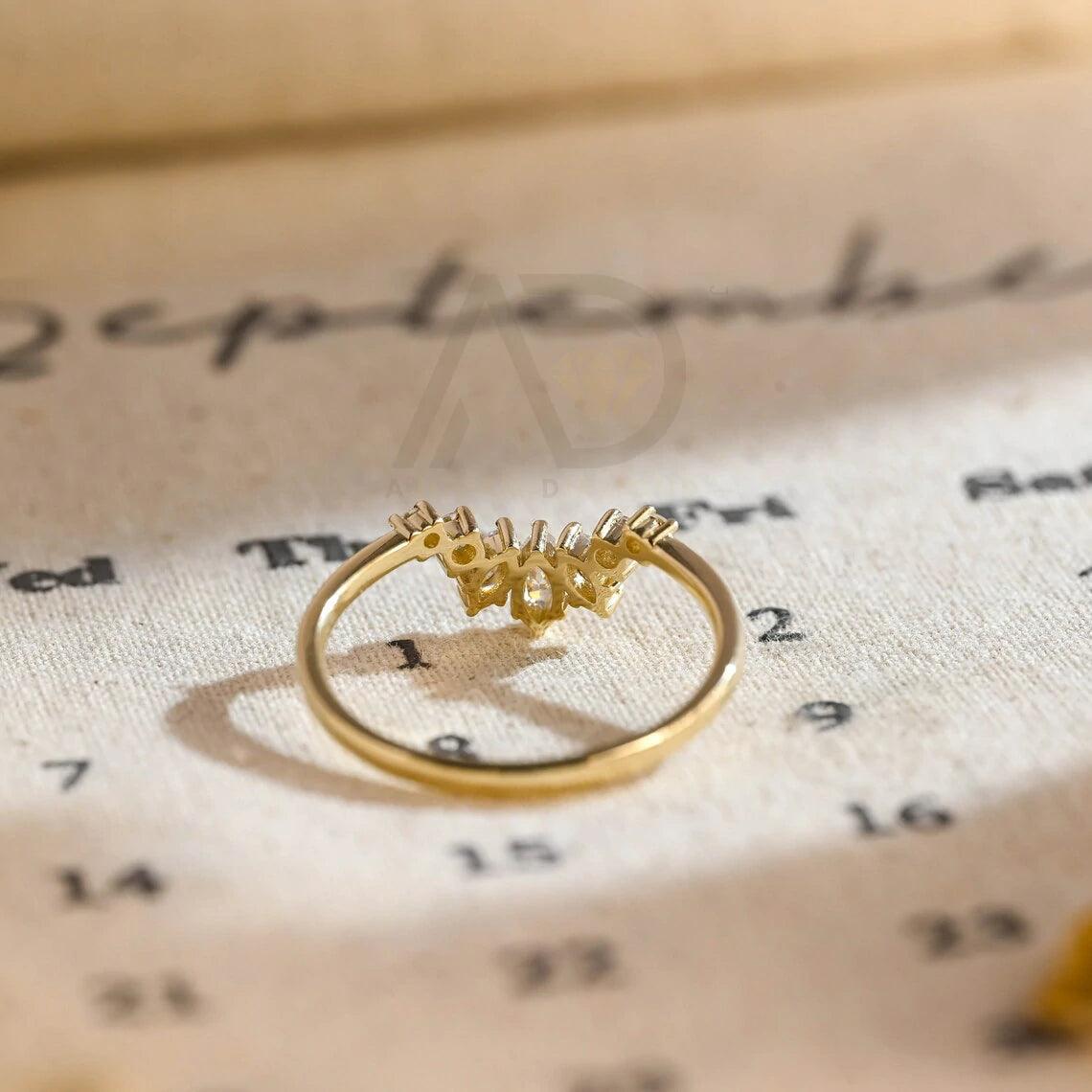 Marquise cut moissanite curved wedding band, Solid gold curved bridal stacking band, Matching marquise cut moissanite band, Wedding band for her, Bridal jewelry, Curved wedding ring, Moissanite stacking band, Marquise cut jewelry, Solid gold bridal band, Curved wedding band, Stacking ring set, Bridal stacking band, Anniversary gift for her, Women's wedding band, Gold marquise band