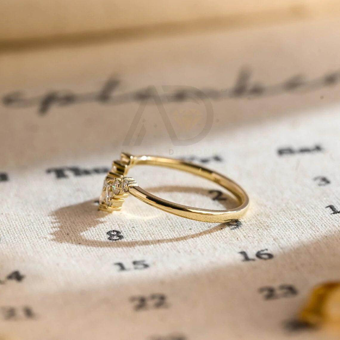 Marquise cut moissanite curved wedding band, Solid gold curved bridal stacking band, Matching marquise cut moissanite band, Wedding band for her, Bridal jewelry, Curved wedding ring, Moissanite stacking band, Marquise cut jewelry, Solid gold bridal band, Curved wedding band, Stacking ring set, Bridal stacking band, Anniversary gift for her, Women's wedding band, Gold marquise band