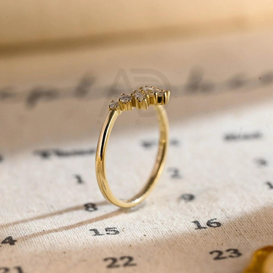 Marquise cut moissanite curved wedding band, Solid gold curved bridal stacking band, Matching marquise cut moissanite band, Wedding band for her, Bridal jewelry, Curved wedding ring, Moissanite stacking band, Marquise cut jewelry, Solid gold bridal band, Curved wedding band, Stacking ring set, Bridal stacking band, Anniversary gift for her, Women's wedding band, Gold marquise band