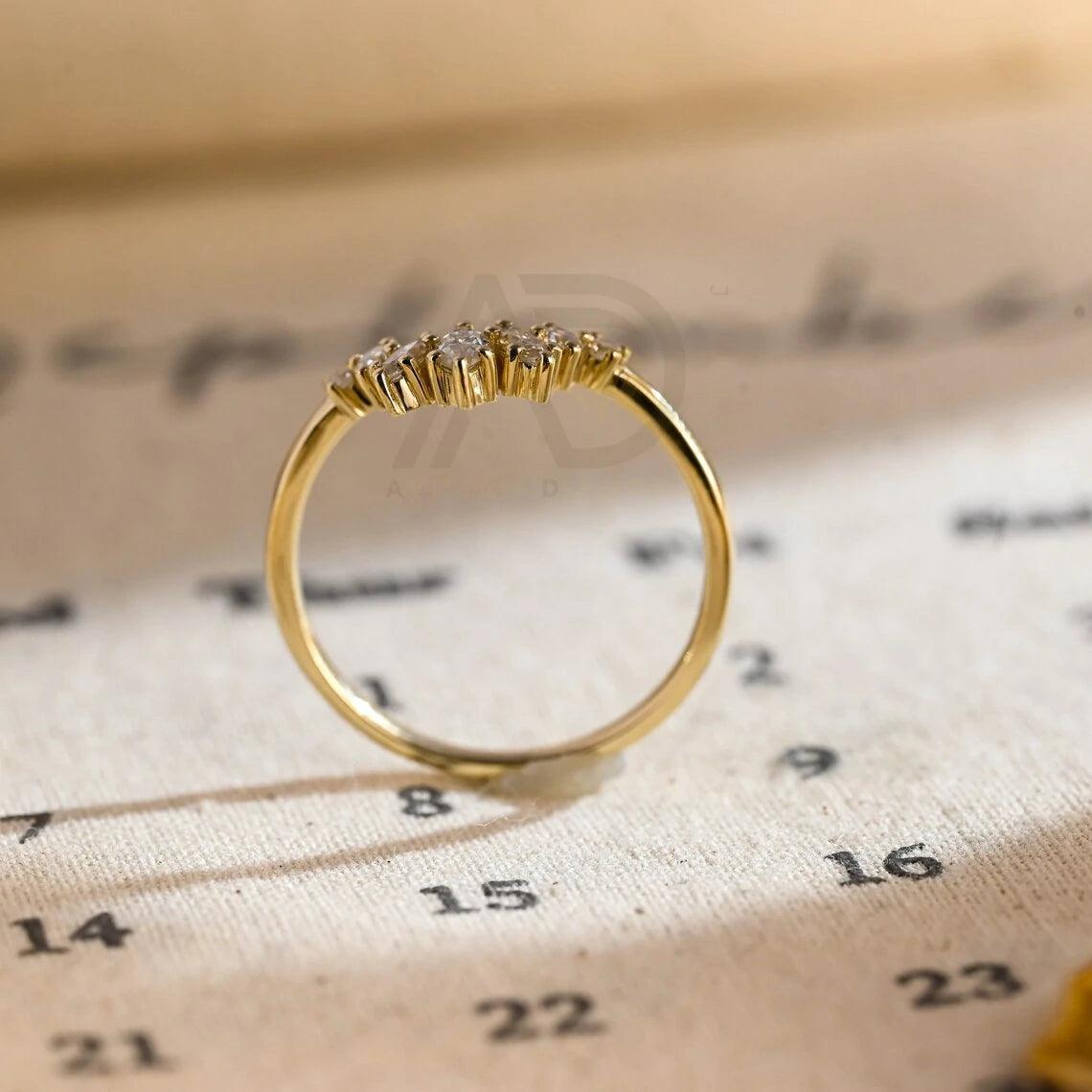Marquise cut moissanite curved wedding band, Solid gold curved bridal stacking band, Matching marquise cut moissanite band, Wedding band for her, Bridal jewelry, Curved wedding ring, Moissanite stacking band, Marquise cut jewelry, Solid gold bridal band, Curved wedding band, Stacking ring set, Bridal stacking band, Anniversary gift for her, Women's wedding band, Gold marquise band