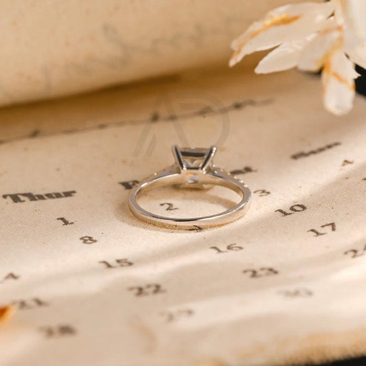 Princess Cut Pave Moissanite Engagement Ring, Solid Gold Classic 4 Prong Promise Ring Wedding Ring, Anniversary Gift for Women, Women's Moissanite Ring, Customizable Fine Jewelry, Unique Anniversary Gift, Luxurious Symbol of Love, Timeless Elegance, Romantic Anniversary Jewelry