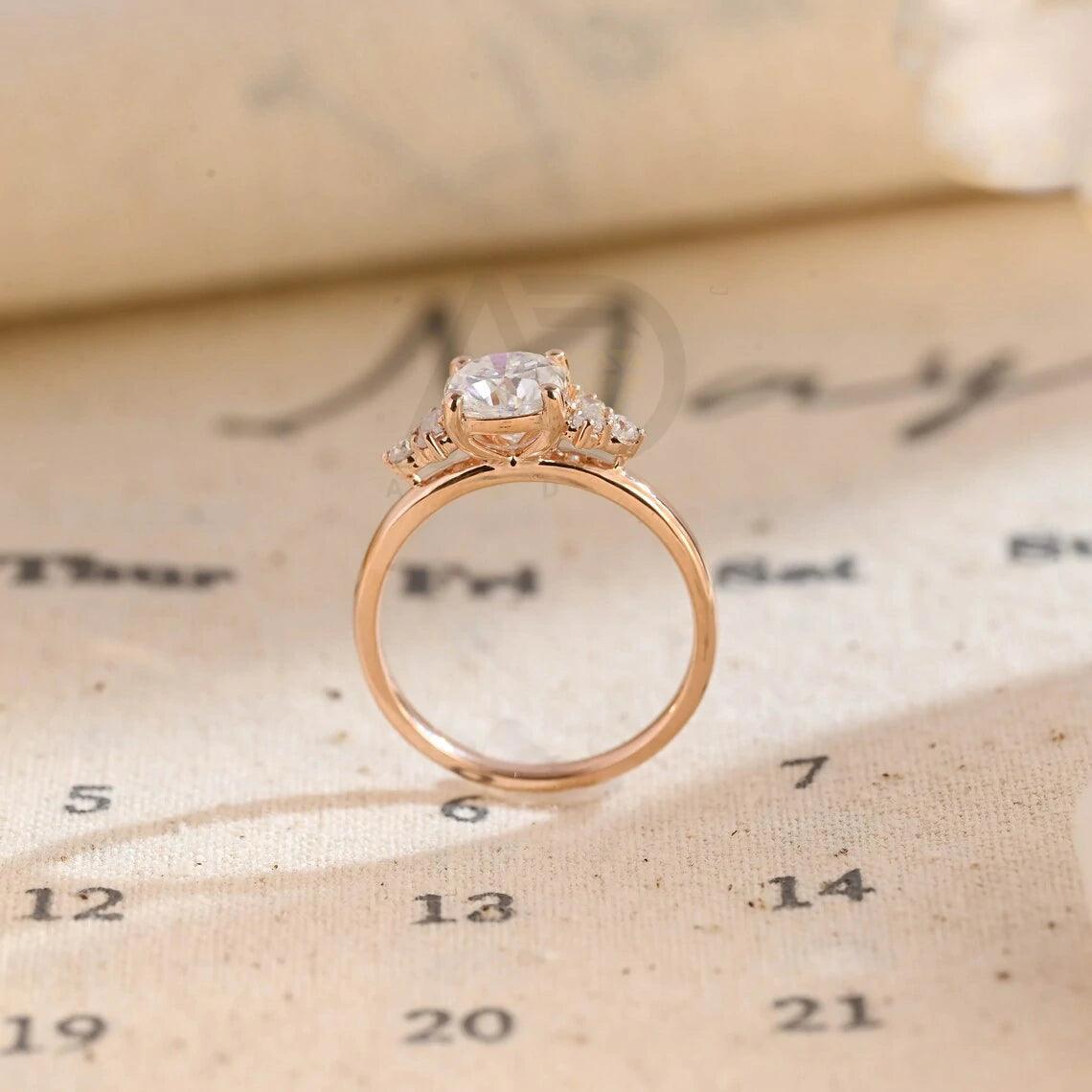 Three Stone Cushion Cut Moissanite Engagement Ring, 10K/14K/18K Solid Gold Promise Ring, Customizable Engagement Ring, Anniversary Ring Gift