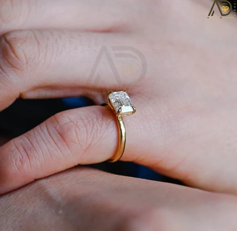 East West Emerald Cut Ring