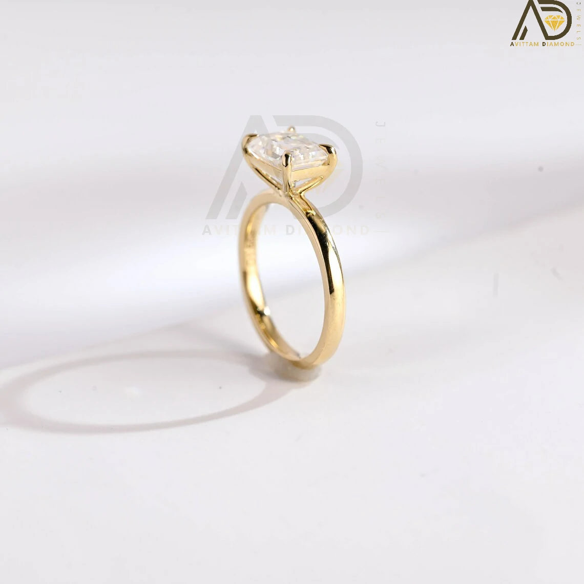 Unique Bridal Engagement Ring | East-West Moissanite Band | Timeless Gold Promise Ring