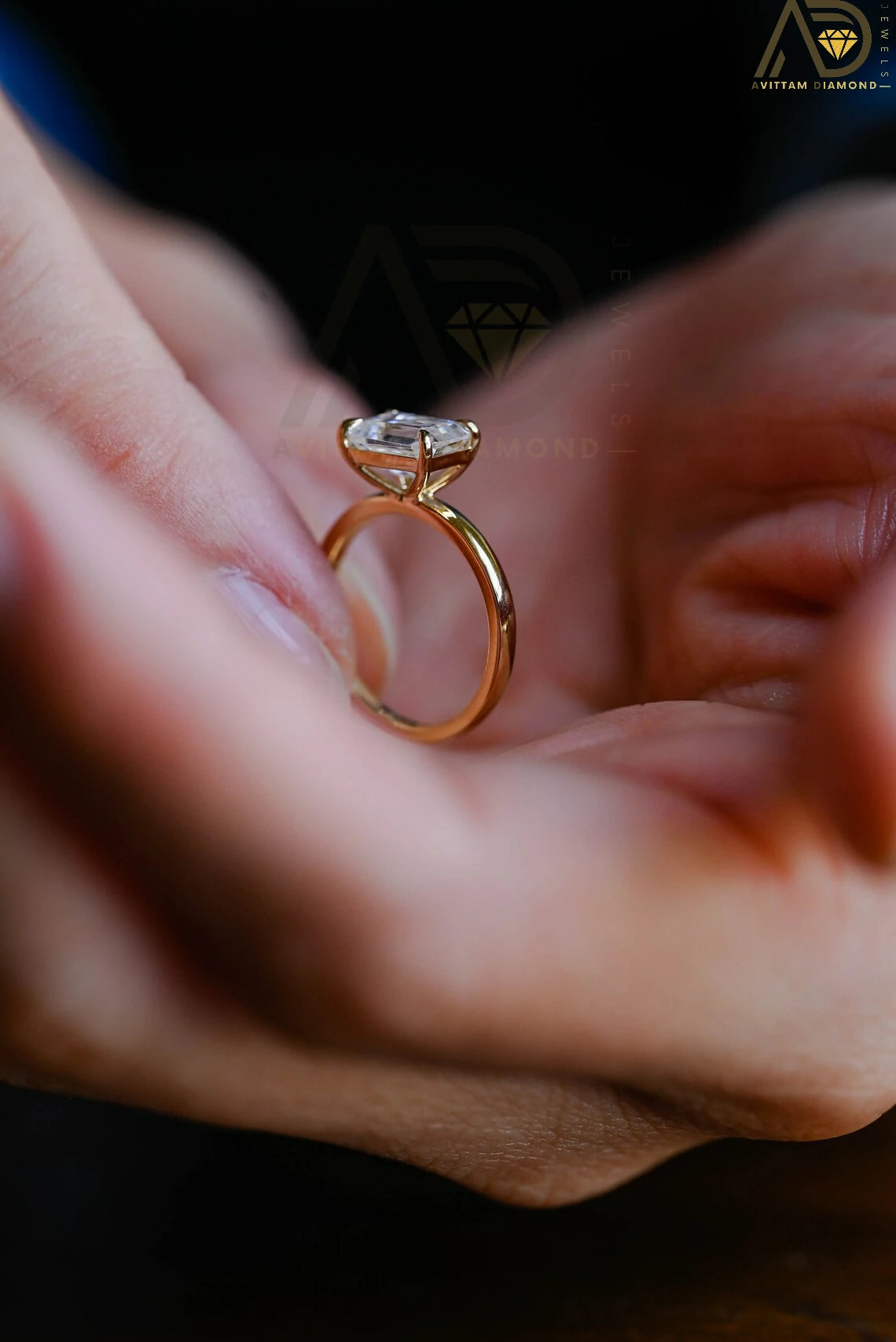 Handcrafted Moissanite Jewelry | Gold Solitaire Engagement Ring | Classic Moissanite Anniversary Ring