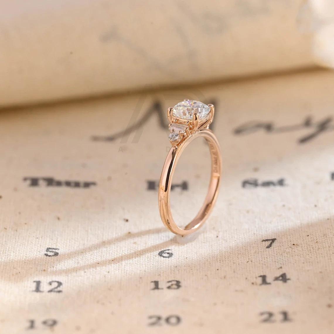 Three Stone Cushion Cut Moissanite Engagement Ring, 10K/14K/18K Solid Gold Promise Ring, Customizable Engagement Ring, Anniversary Ring Gift