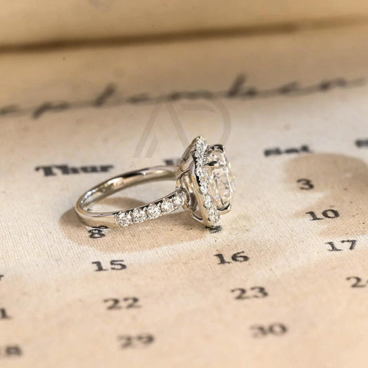 Halo vintage cushion engagement ring, Moissanite engagement ring, Gold cushion wedding ring, Promise ring for her, Anniversary gifts for women, Vintage cushion ring, Halo setting ring, Vintage-inspired jewelry, Cushion cut moissanite, Gold wedding band, Promise ring for wife, Anniversary jewelry, Unique wedding gift, Vintage halo ring, Cushion moissanite ring