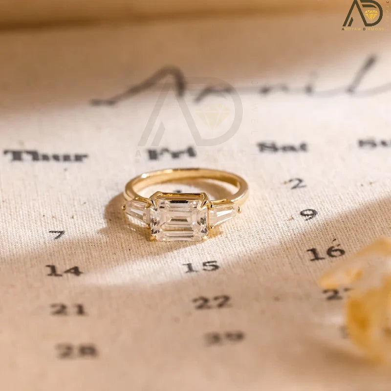 Taper Cut Side Moissanite Ring