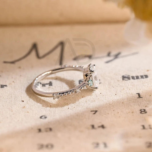 Solid gold radiant moissanite engagement ring, Pave set solitaire radiant wedding ring, Anniversary ring gifts for wife, Rectangle gold ring, Radiant moissanite ring, Solitaire wedding band, Anniversary gifts, Bridal jewelry, Rectangle gold engagement ring.