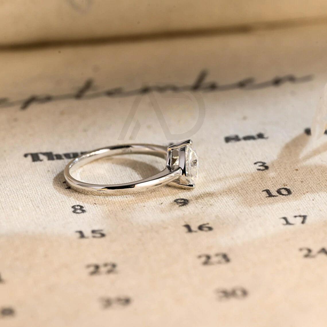 Solitaire heart moissanite engagement ring, Solid gold low profile heart-shaped minimalist wedding ring, Anniversary ring gifts for women, Heart moissanite ring, Minimalist wedding band, Anniversary gifts, Bridal jewelry, Heart-shaped engagement ring.