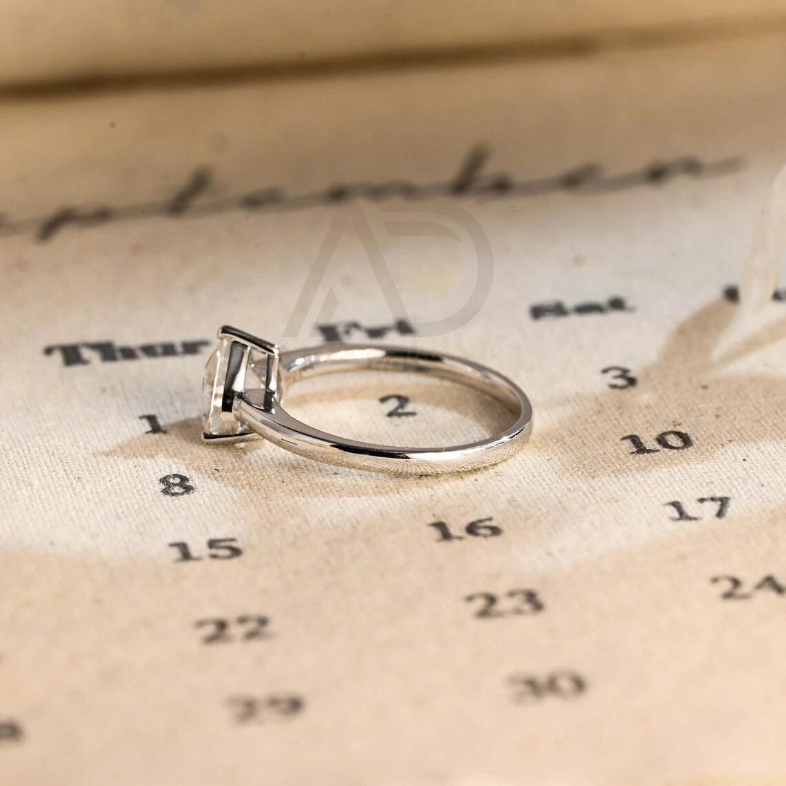 Solitaire heart moissanite engagement ring, Solid gold low profile heart-shaped minimalist wedding ring, Anniversary ring gifts for women, Heart moissanite ring, Minimalist wedding band, Anniversary gifts, Bridal jewelry, Heart-shaped engagement ring.