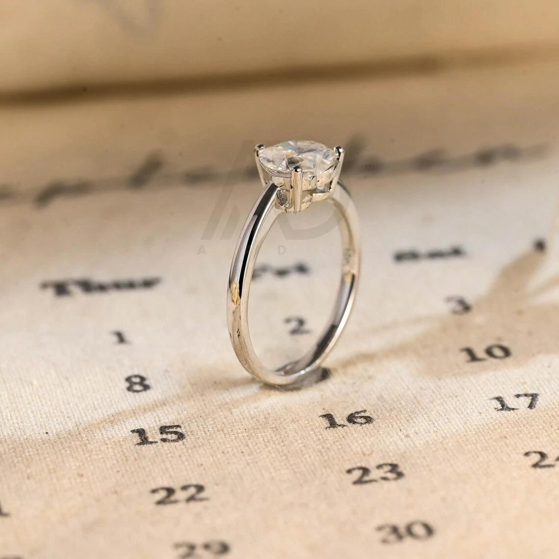 Solitaire heart moissanite engagement ring, Solid gold low profile heart-shaped minimalist wedding ring, Anniversary ring gifts for women, Heart moissanite ring, Minimalist wedding band, Anniversary gifts, Bridal jewelry, Heart-shaped engagement ring.