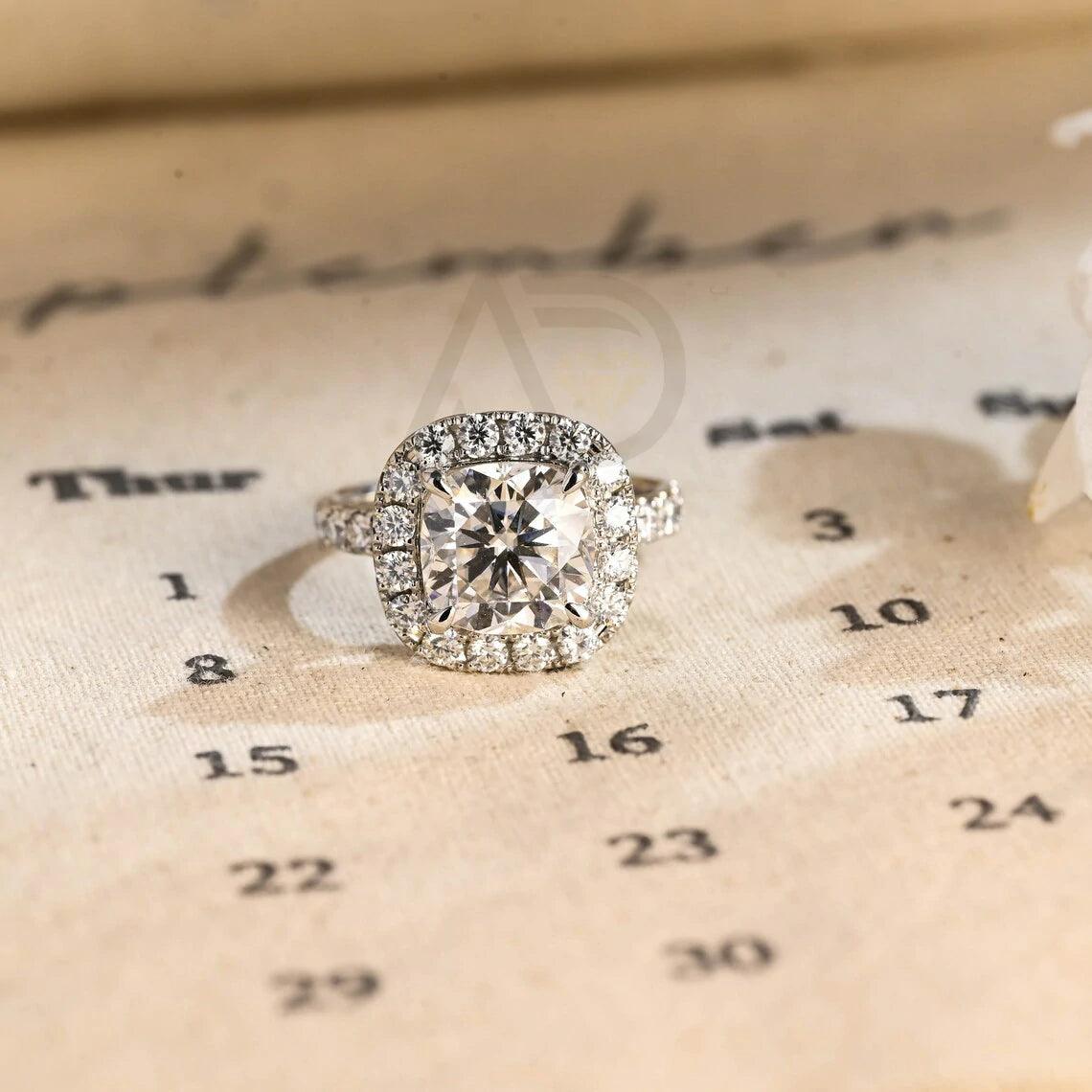 Halo vintage cushion engagement ring, Moissanite engagement ring, Gold cushion wedding ring, Promise ring for her, Anniversary gifts for women, Vintage cushion ring, Halo setting ring, Vintage-inspired jewelry, Cushion cut moissanite, Gold wedding band, Promise ring for wife, Anniversary jewelry, Unique wedding gift, Vintage halo ring, Cushion moissanite ring