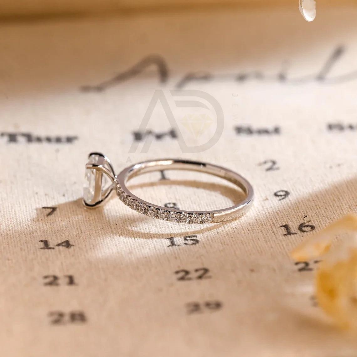 Solid gold radiant moissanite engagement ring, Pave set solitaire radiant wedding ring, Anniversary ring gifts for wife, Rectangle gold ring, Radiant moissanite ring, Solitaire wedding band, Anniversary gifts, Bridal jewelry, Rectangle gold engagement ring, Sparkling moissanite jewelry