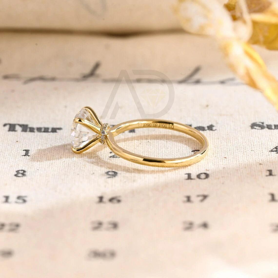 Floral Hidden-Halo Cushion Moissanite Engagement Ring, 4 Prongs Solid Gold Cushion Wedding Ring Gifts, Solitaire Anniversary Rings for Wife, Moissanite Engagement Ring, Hidden-Halo Cushion Ring, Solid Gold Wedding Ring, Anniversary Gift, Solitaire Moissanite Ring, Cushion Cut Ring, Floral Engagement Ring, Wedding Ring Gifts, Anniversary Rings for Wife, Prong Set Moissanite Ring, Gold Anniversary Ring, Handcrafted Wedding Ring