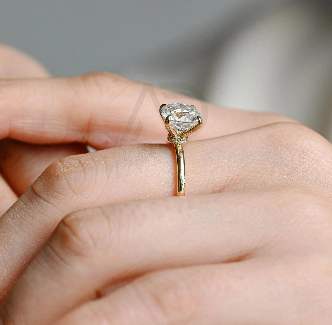 Floral Hidden-Halo Cushion Moissanite Engagement Ring, 4 Prongs Solid Gold Cushion Wedding Ring Gifts, Solitaire Anniversary Rings for Wife, Moissanite Engagement Ring, Hidden-Halo Cushion Ring, Solid Gold Wedding Ring, Anniversary Gift, Solitaire Moissanite Ring, Cushion Cut Ring, Floral Engagement Ring, Wedding Ring Gifts, Anniversary Rings for Wife, Prong Set Moissanite Ring, Gold Anniversary Ring, Handcrafted Wedding Ring