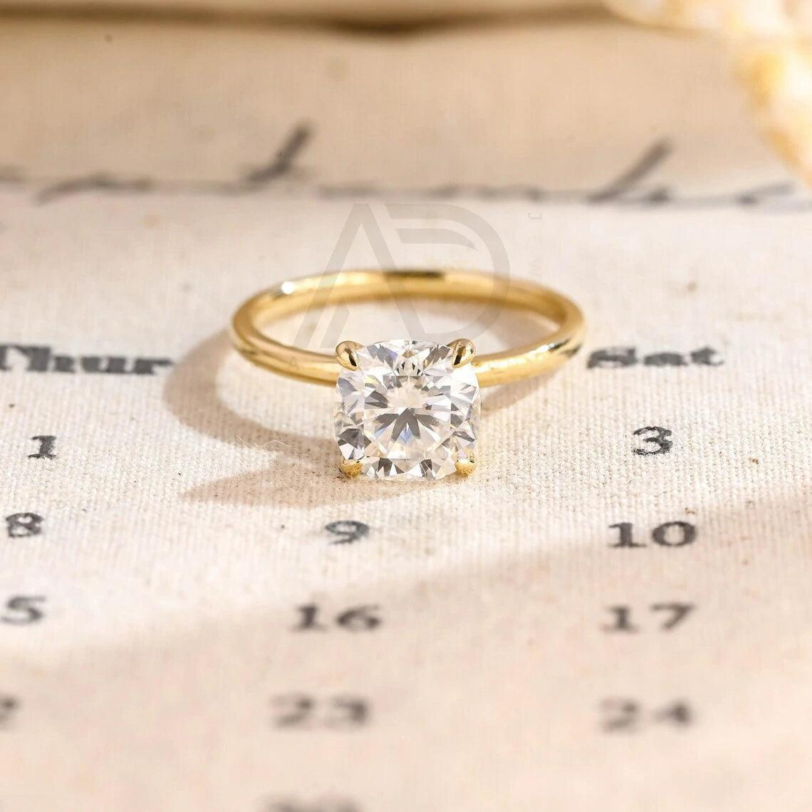 Floral Hidden-Halo Cushion Moissanite Engagement Ring, 4 Prongs Solid Gold Cushion Wedding Ring Gifts, Solitaire Anniversary Rings for Wife, Moissanite Engagement Ring, Hidden-Halo Cushion Ring, Solid Gold Wedding Ring, Anniversary Gift, Solitaire Moissanite Ring, Cushion Cut Ring, Floral Engagement Ring, Wedding Ring Gifts, Anniversary Rings for Wife, Prong Set Moissanite Ring, Gold Anniversary Ring, Handcrafted Wedding Ring