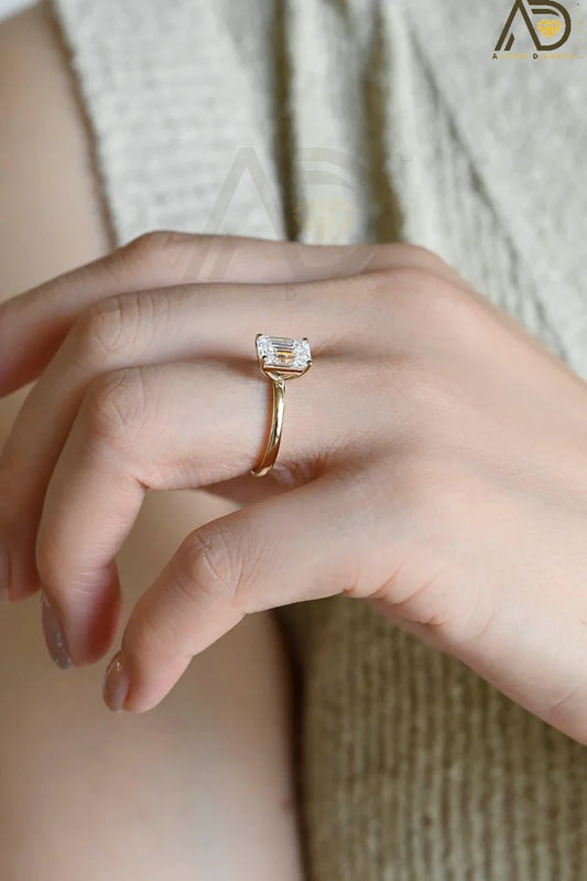 Emerald Cut Moissanite Ring