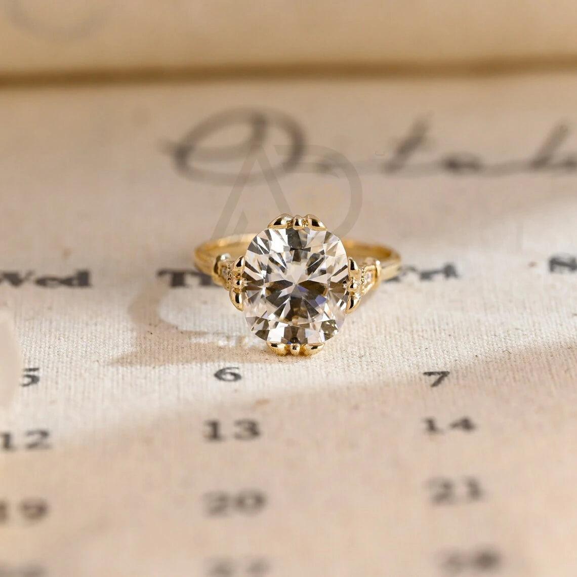 Cushion Moissanite Engagement Ring, Solid Gold Vintage Ring, Cushion Cut Wedding Ring, Special Anniversary Rings for Wife, Gold Travel Rings, Engagement Ring, Vintage Ring, Wedding Ring, Anniversary Rings, Wife's Jewelry, Travel-inspired Rings, Moissanite Ring, Solid Gold Ring, Vintage Style Ring, Anniversary Gift.